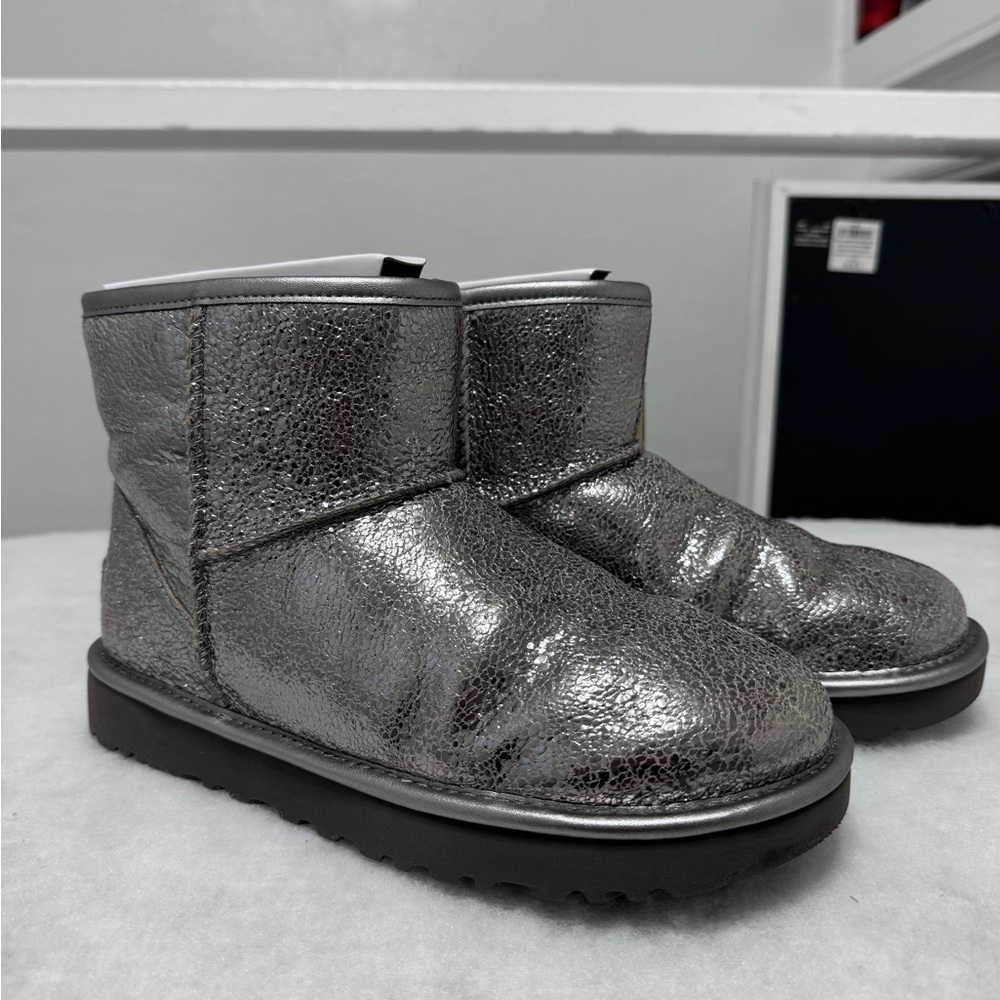 UGG Metallic Silver Ankle Boots